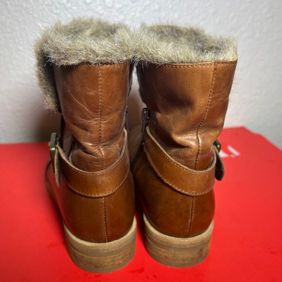 Vanilla moon Brown Leather Ankle Booties with faux fur size 7 / EU 37.5 - Picture 4 of 9